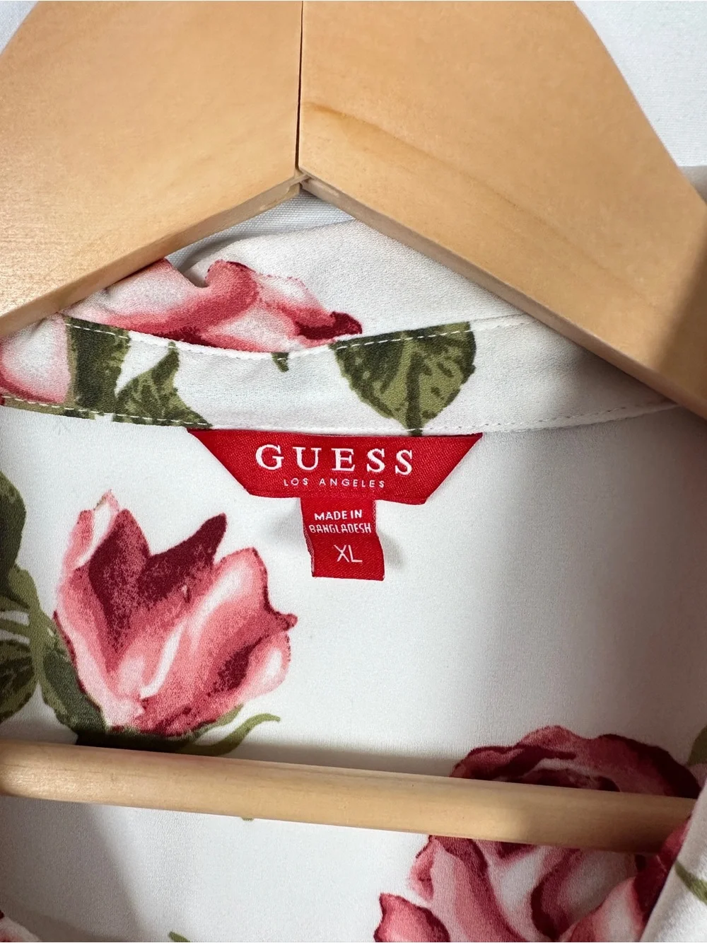 Guess Rose Print Button Down Blouse Sheer Floral Top XL Coquette Romantic Y2K - Picture 3 of 10